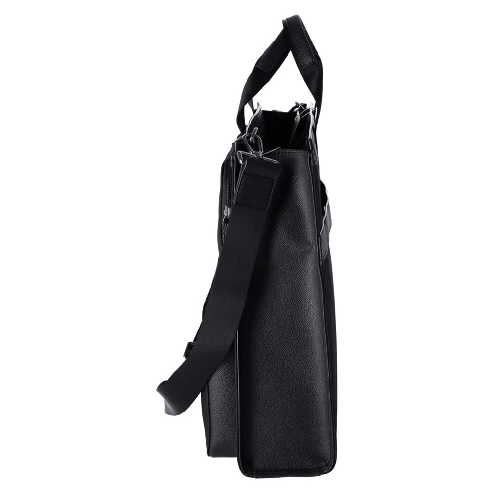 Michael Kors Unisex Kent Recycle Canvas Large Top Zip Tote Laptop Work Bag Black - Picture 5 of 8